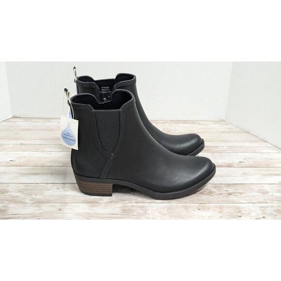 Lucky Brand Bunita Womens Sz 10M Black Side Zip Round Toe Block Heel Rain Boots - Picture 2 of 11